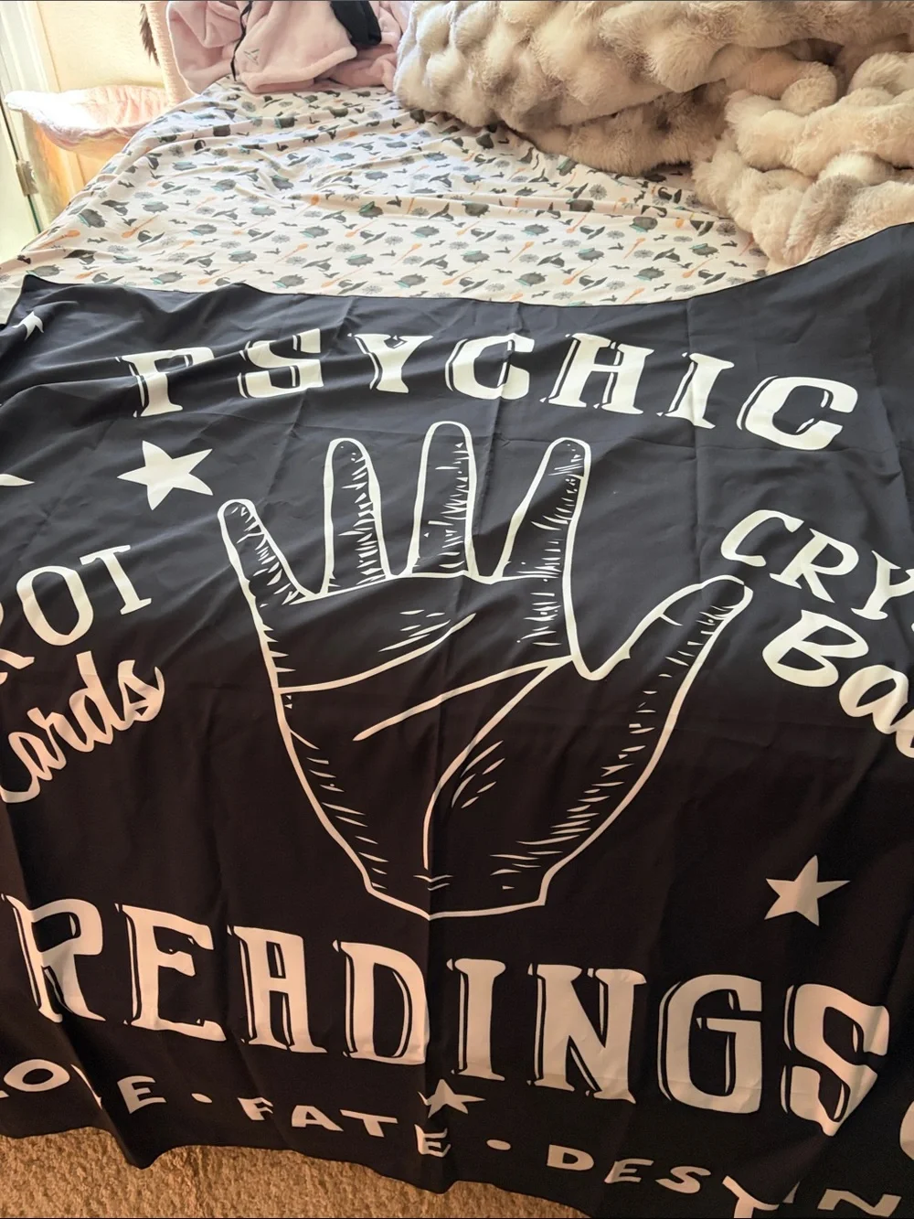 Psychic Readings Wall Tapestry - Black and White